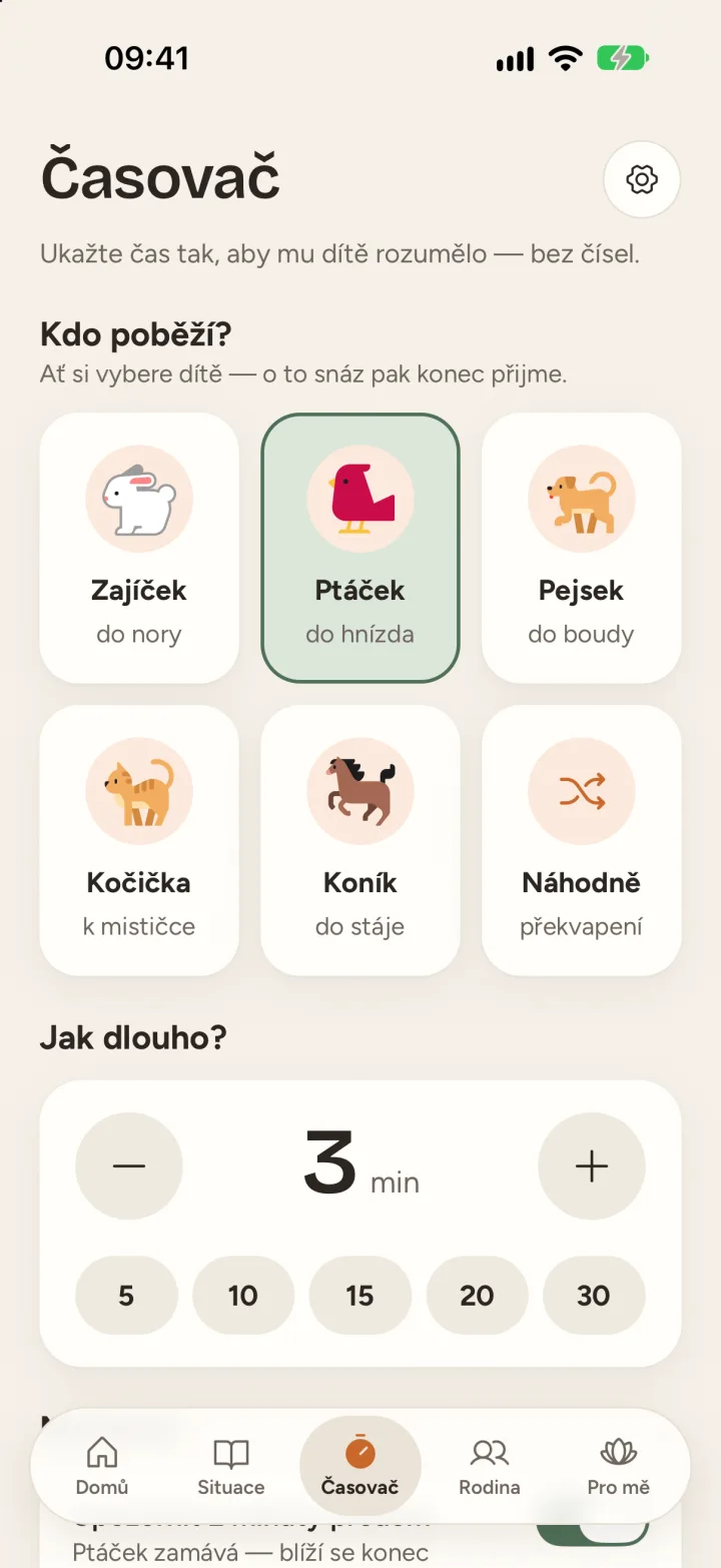 Časovač pro děti se zvířátky