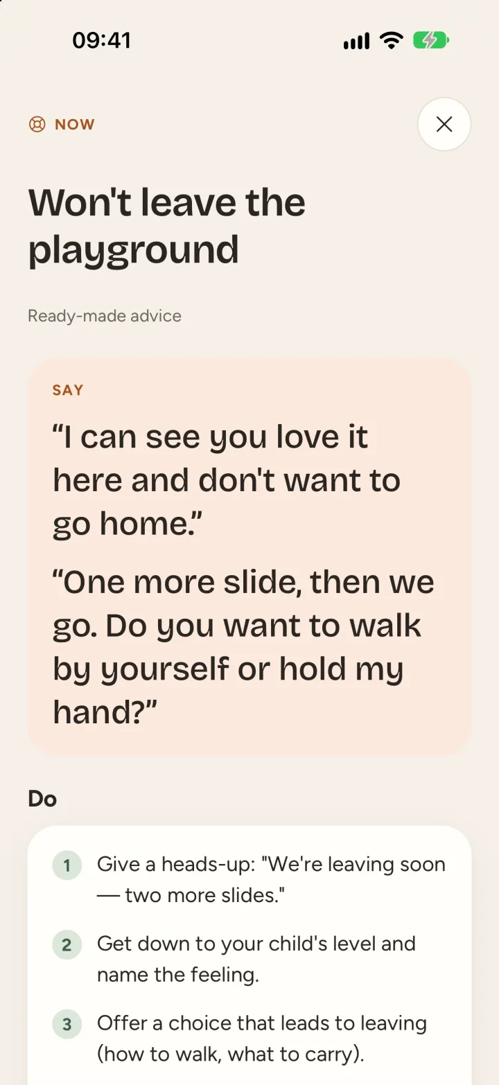 Advice in the app: what to say when a child won’t leave the playground