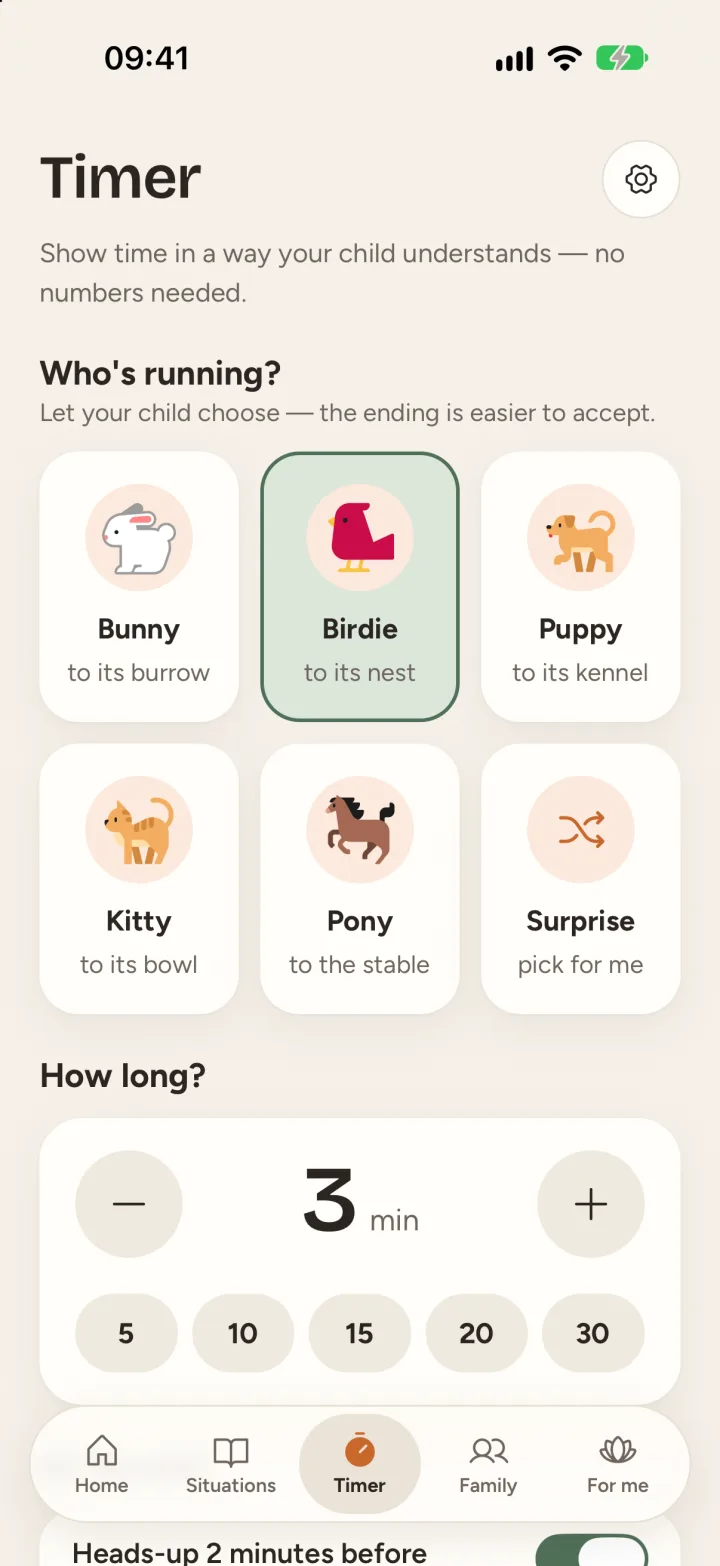 The children’s timer with animals